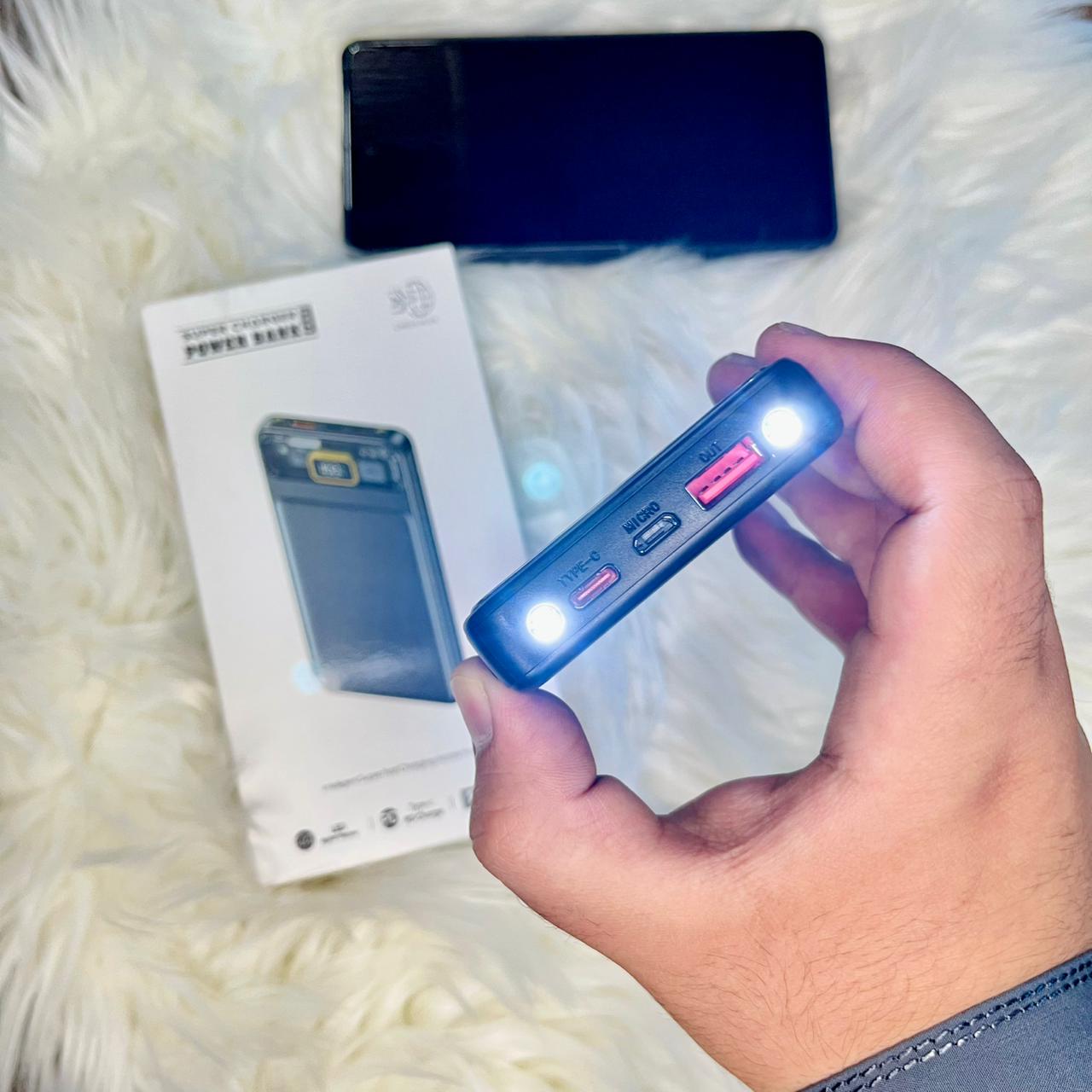 Transparent Display Super Charger Pd Power Bank with Torch Light 10000mAh